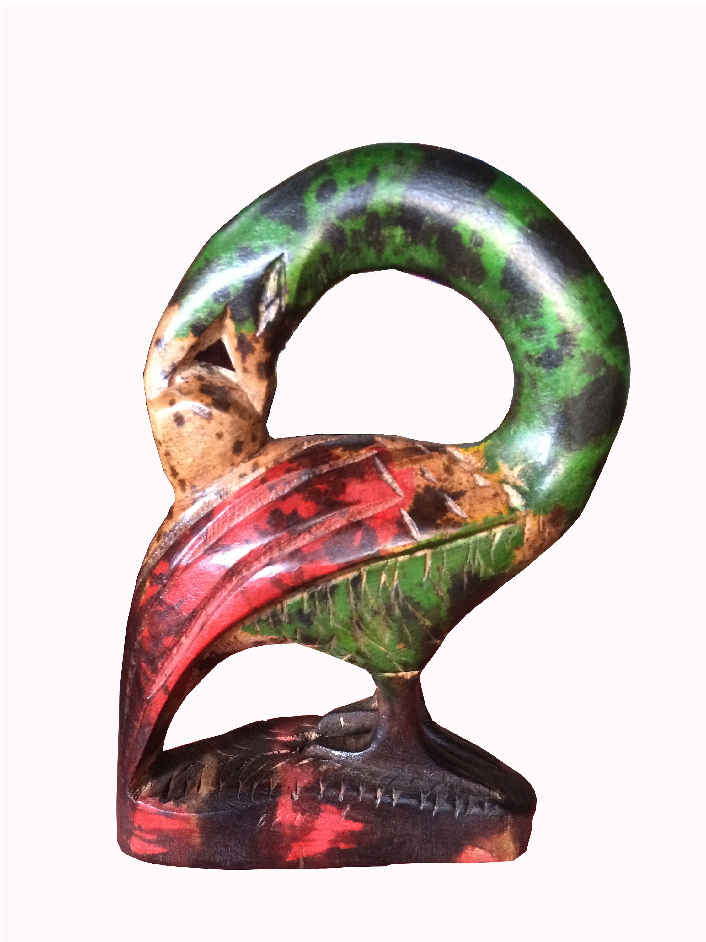 Vintage Hand carved Sankofa Bird Ghanaian Traditional Sculpture Ebony wood Art