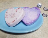 Heart-shaped exfoliating scrub bars, Grapefruit himalayan salt scrub, Organic coconut oil sugar scrub, spa gift set, mother 39 s day, soap bar