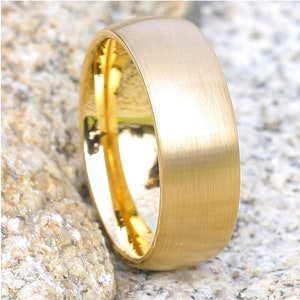 Yellow Gold Tungsten Wedding Band | Yellow Gold Tungsten | 8mm Tungsten Ring | Anniversary Band | Dome Wedding Ring
