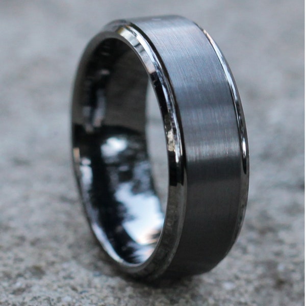 Gunmetal Tungsten Wedding Band,Gray Tungsten Ring,Men & Women,Tungsten Carbide Ring,Anniversary Ring,Comfort Fit,Gunmetal Wedding Band