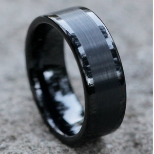 Tungsten Carbide Ring | Black Tungsten Ring | Men's Tungsten Wedding Band | Anniversary Ring | Black Wedding Band | Comfort Fit