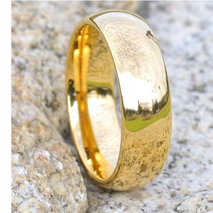 Geelgouden wolfraam trouwring | Geelgouden wolfraam | Ring van wolfraamcarbide | Wolfraamring heren en dames | Wolfraamcarbide