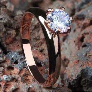 Solitaire Engagement Ring,Rose Gold Wedding Ring,CZ Engagement Ring,Solitaire Ladies Ring,Titanium Ring,Eternity Ring,Anniversary Ring