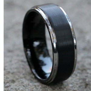 Black Tungsten Wedding Band | 8mm Tungsten Wedding Band | Men's Tungsten Wedding Band | Black Wedding Band