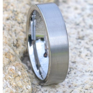 Tungsten Carbide Ring | Men & Women | Silver Tungsten Ring | Anniversary Ring | Brush Tungsten Band | Comfort Fit Ring
