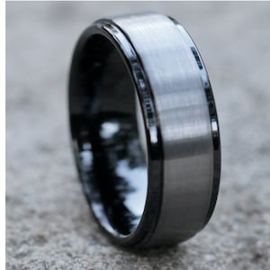Black Tungsten Ring | Men & Women | Tungsten Carbide Ring | Black Wedding Band | Anniversary Ring | Gray Tungsten Ring