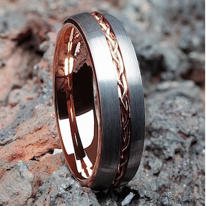 Rose gold tungsten hot sale ring