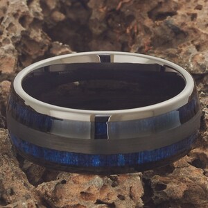 Black Tungsten Wedding Ring,Blue Exotic Wood,Tungsten Wedding Ring,Black Wedding Ring,Anniversary Ring,Unique Tungsten Ring,Tungsten Band image 2