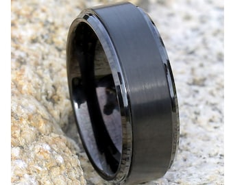 Schwarzer Wolfram Ehering | Schwarzer Wolfram Ring | Hartmetall Ring | Jubiläumsband | Männer & Frauen | Schwarzer Ehering