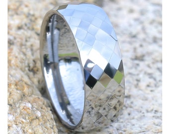 Tungsten Wedding Band | Tungsten Carbide Ring | Men & Women | Tungsten Ring | Facet Tungsten Ring | 8mm or 6mm