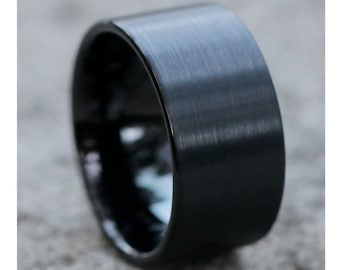 Black Tungsten Wedding Band| Brush  Tungsten Ring | Tungsten Carbide  Ring | Men & Women | Black Tungsten Wedding Ring