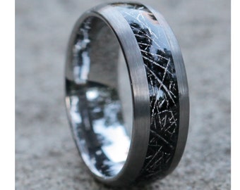 Gunmetal Tungsten Ring | Meteorite Tungsten Wedding Ring | Unisex Tungsten Ring | Brushed Wedding Band | 8mm Wedding band