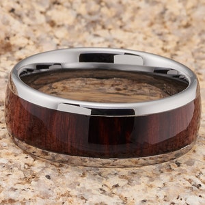 Koa Wood Tungsten Wedding Band Tungsten Wedding Ring Wood Wedding Band Anniversary Ring Men & Women 8mm Koa Wood Ring 画像 2