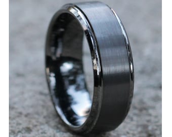 Gunmetal Tungsten Wedding Band,Gray Tungsten Ring,Men & Women,Tungsten Carbide Ring,Anniversary Ring,Comfort Fit,Gunmetal Wedding Band