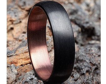 Black Tungsten Wedding Band Copper Wedding Ring Black Tungsten Ring 8mm 6mm Tungsten Wedding Ring Matte Finished Black Wedding Band