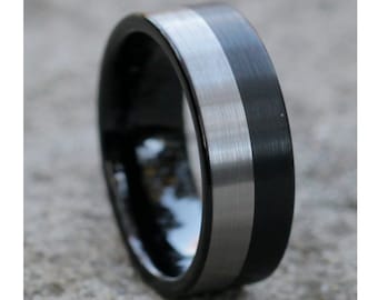 Tungsten Wedding Band | Black Tungsten Ring | Tungsten Carbide Ring |  Anniversary Ring | Men's Tungsten Wedding  Band | Black Ring