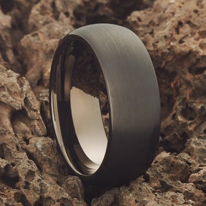 Gunmetal Tungsten Wedding Ring,Black Tungsten Ring,Anniversary Ring,8mm & 6mm,Black Tungsten Ring,Tungsten Wedding Band,Engagement Ring