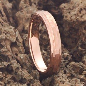 Hammered Rose Gold Tungsten Wedding Ring,Men & Women,Hammered Tungsten Ring,Anniversary Ring,Engagement Ring,Tungsten Carbide Ring