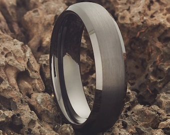 Black Tungsten Wedding Ring,6mm Black Tungsten Ring,Anniversary Ring,Engagement Ring,Tungsten Wedding Band,Men & Women,Brush Tungsten Ring