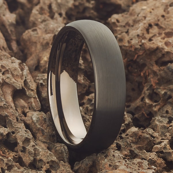 6mm Gunmetal Tungsten Wedding Ring,Black Tungsten Ring,Anniversary Ring,8mm & 6mm,Black Tungsten Ring,Tungsten Wedding Band,Engagement Ring