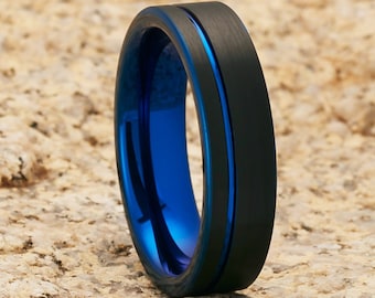 Hartmetallring Verlobungsring,Tungsten Carbide Ring,Verlobungsring,Männer & Frauen, blauer Wolframring, Wolframring, Wolframring, Wolframring