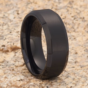 Black Wedding Ring,Black Zirconium Ring,Zirconium Wedding Band,Men&#39;s Wedding Band,Women&#39;s Wedding Ring,Anniversary Ring,Engagement Ring