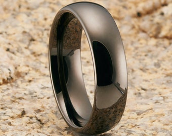 Gunmetal wolfraam ring, gunmetal wolfraam trouwring, 6mm grijze wolfraam ring, wolfraamcarbide ring, glanzende trouwring