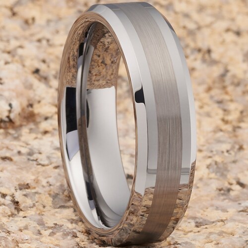 Fashion Month 6mm Silver Tungsten Carbide Ring – Simple Flat Top Wedding Band, Size 13 - View #5