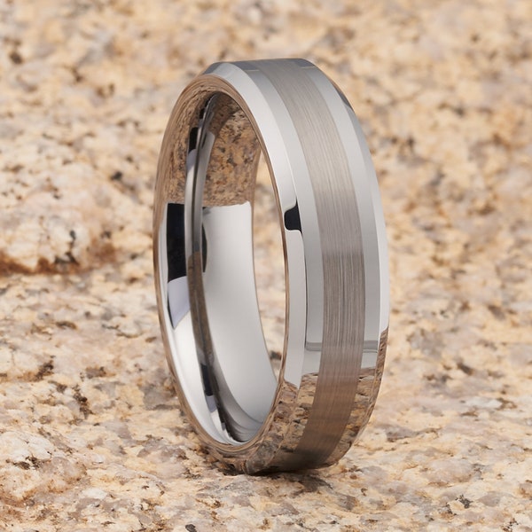 6mm Silver Tungsten Wedding Band | Tungsten Carbide Ring | Anniversary Ring | Brush Tungsten Ring | Men & Women | Gray Tungsten ring