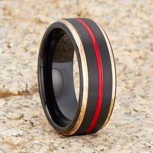 Red Tungsten Wedding Ring,Rose Gold Tungsten Ring,Men & Women,Tungsten Carbide Ring,Red Tungsten Ring,Anniversary Ring,Engagement Ring