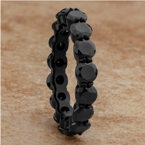 Black CZ Titanium Eternity Ring - 4mm Wedding Band