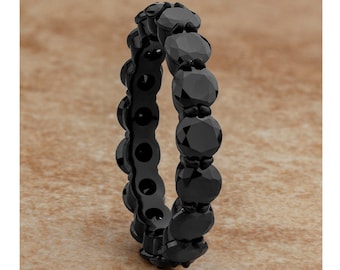 Black CZ Titanium Eternity Ring - 4mm Wedding Band