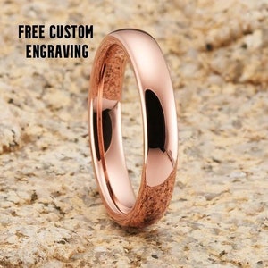 Rose Gold Tungsten Ring, 4mm Rose Gold Tungsten, 18k Rose Gold, Tungsten Carbide, Men & Women, Anniversary Ring, Engagement Ring, Dome Ring