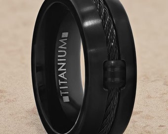 Anello In Titanio Nero Con Striature Argento | Disponibile! | Fort Tempus - Foto 11