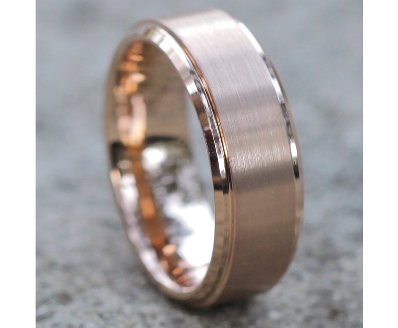 Men's Rose Gold Tungsten Ring Tungsten Wedding Band Men image 1