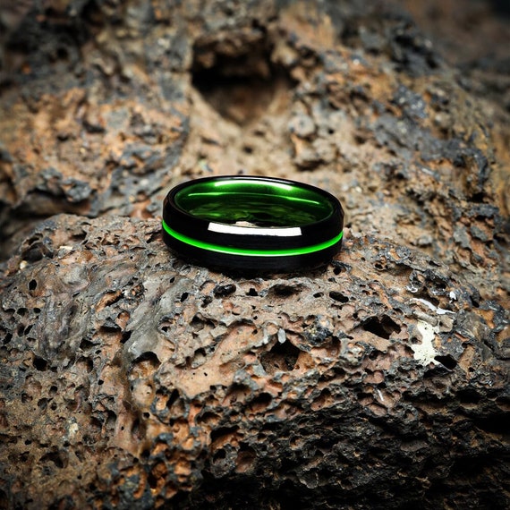 Black and green tungsten ring deals