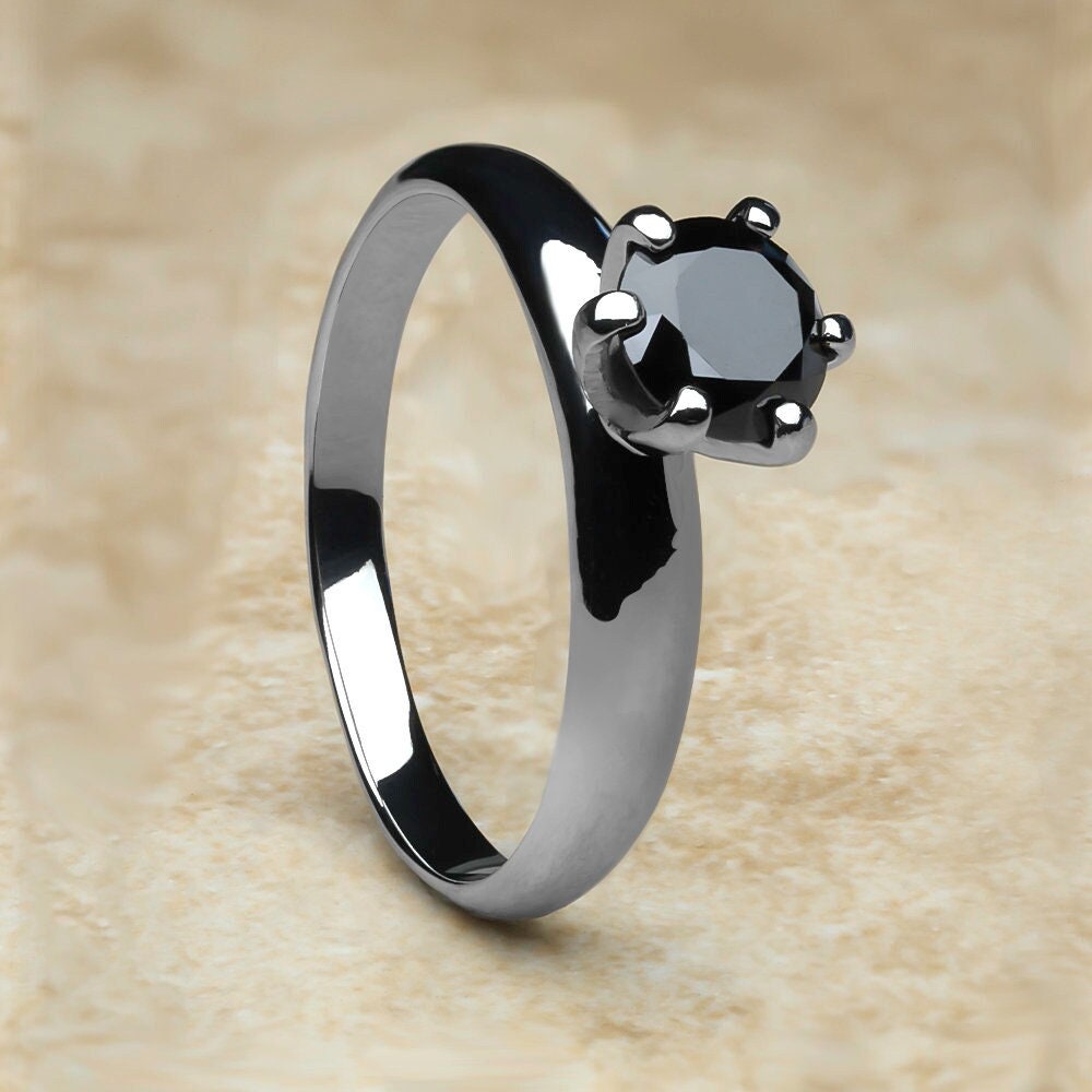SunnyHouse Women's Titanium Wedding Band Ring With Cubic Zirconia - Simple Korean Style - View #6