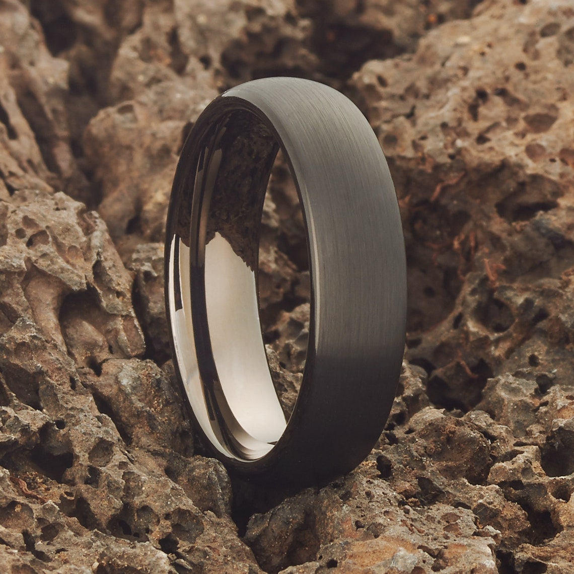 6mm Gunmetal Tungsten Wedding RingBlack Tungsten image 1