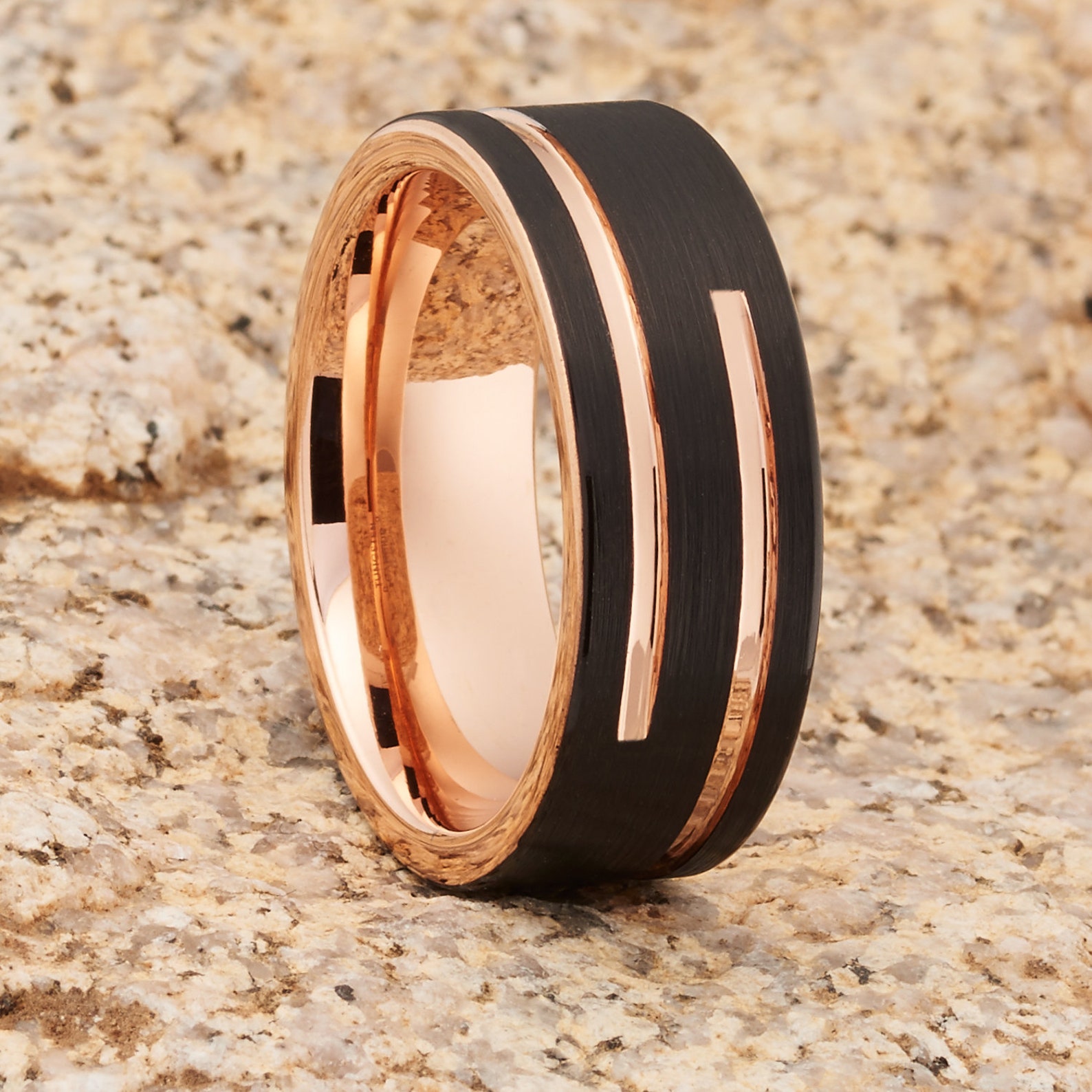 Mens Tungsten Wedding Band 18k Rose Gold Tungsten Rose Gold - Etsy