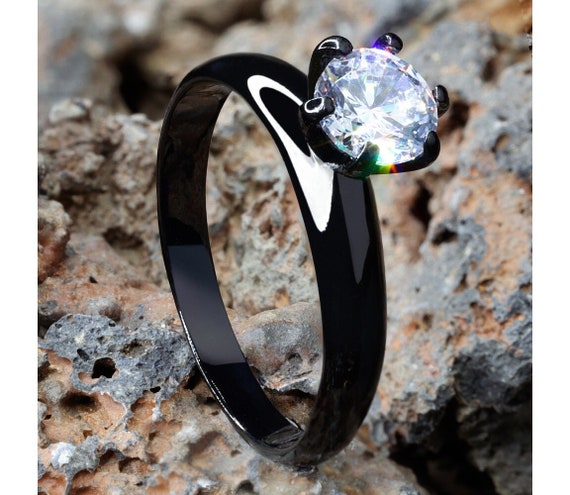 Titanium solitaire cheap engagement rings