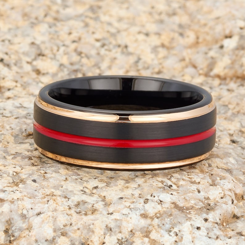 Red Tungsten Wedding RingRose Gold Tungsten RingMen & Etsy