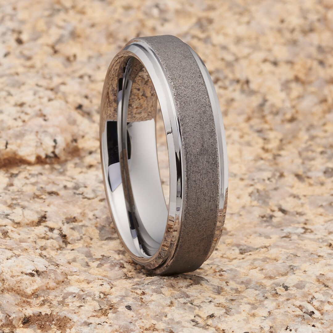 Tungsten Carbide Ring with Dual Grey Bands