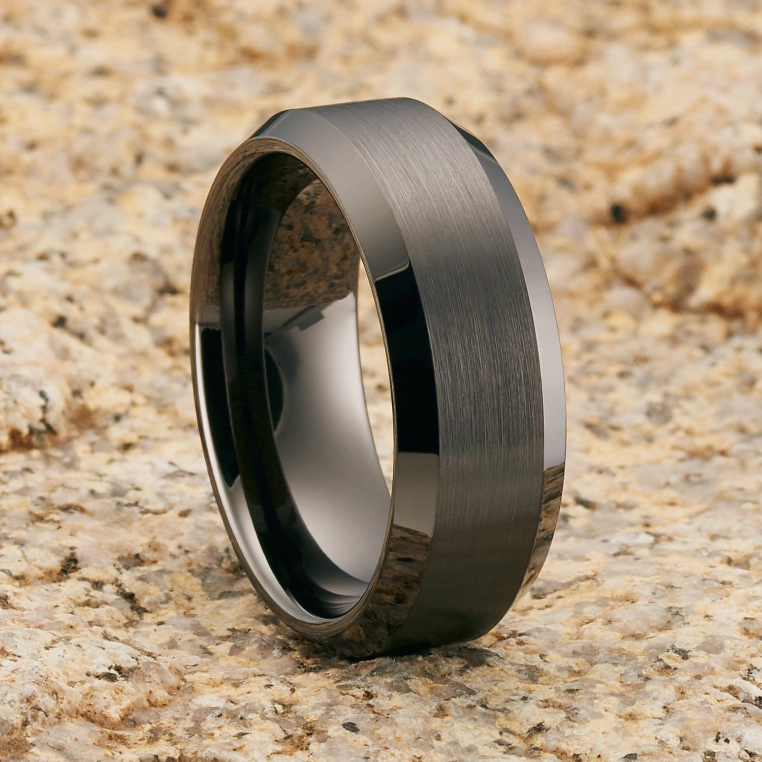 Gunmetal Men's Tungsten Wedding Band - The Ridge