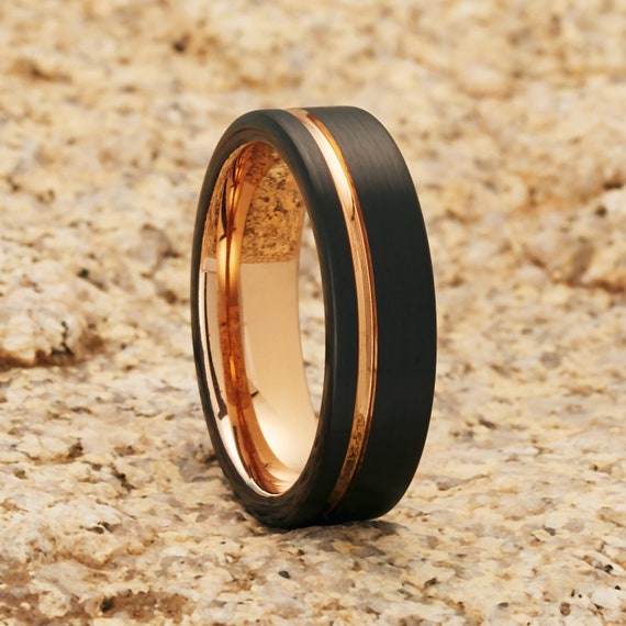 Rose Gold Tungsten Wedding Ring Rose Gold Tungsten Ring | Etsy