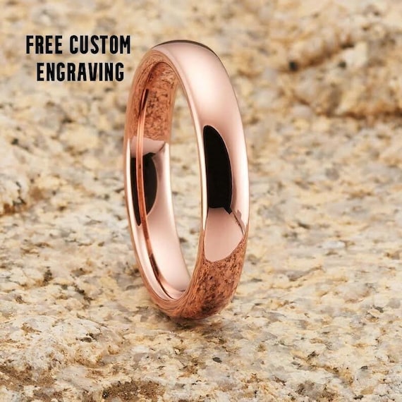 Rose Gold Tungsten Ring 4mm Rose Gold Tungsten 18k Rose Gold Tungsten Carbide Men Women Anniversary Ring Engagement Ring Dome Ring Etsy