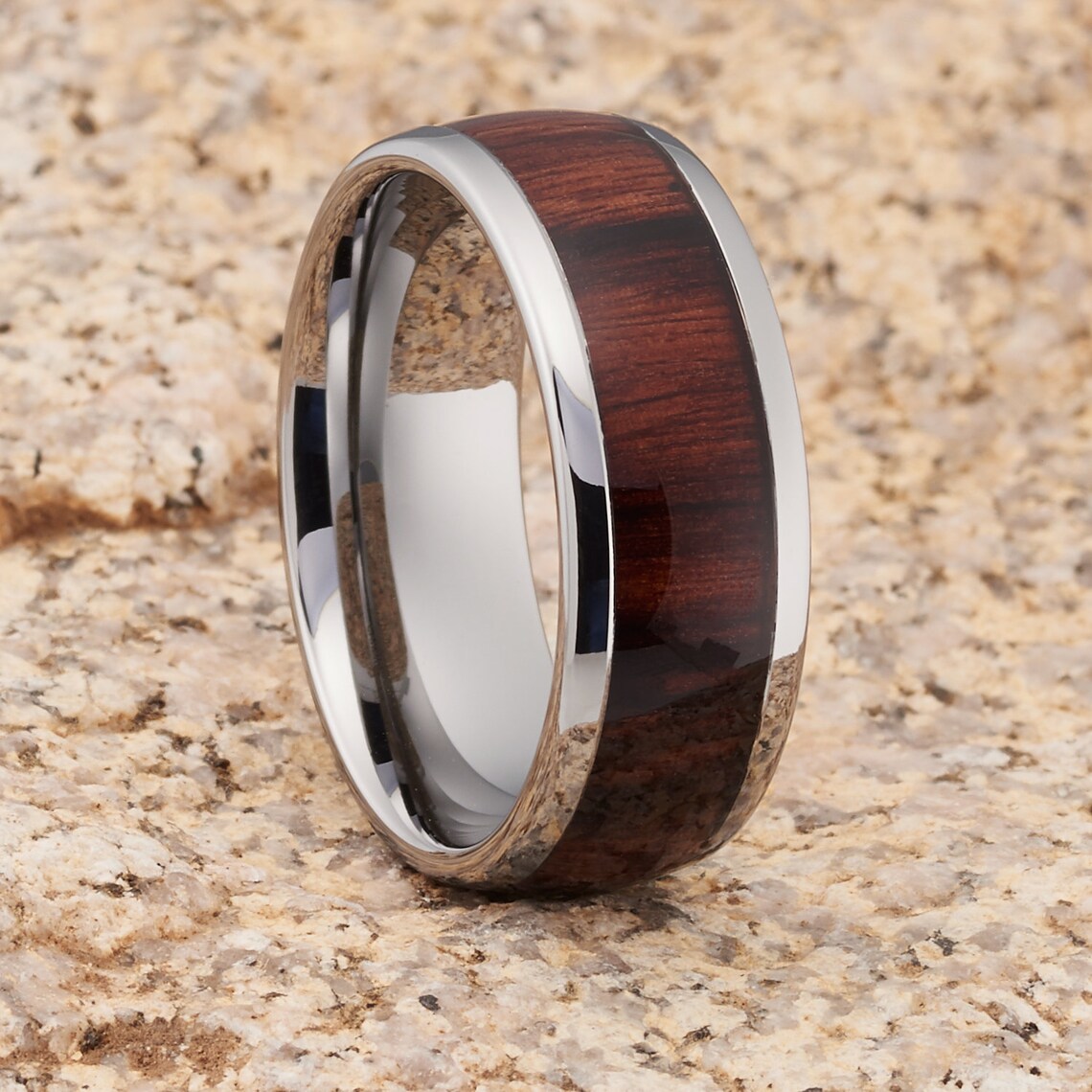 Koa Wood Tungsten Wedding Band Tungsten Wedding Ring Wood - Etsy