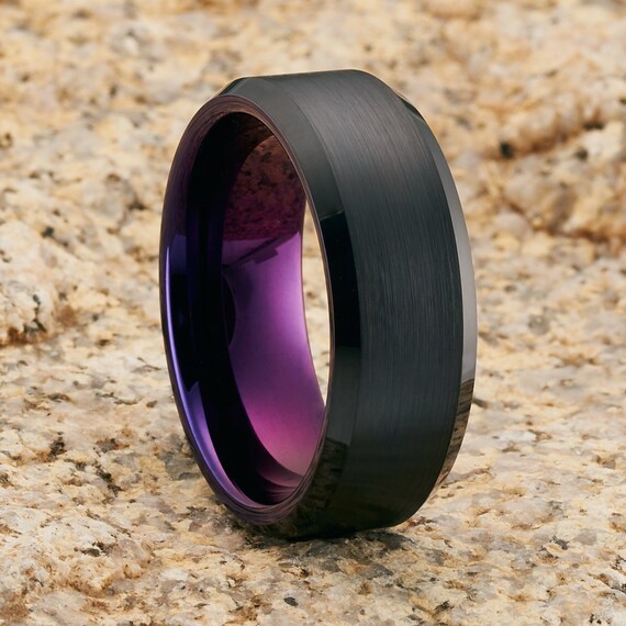 mens purple tungsten rings