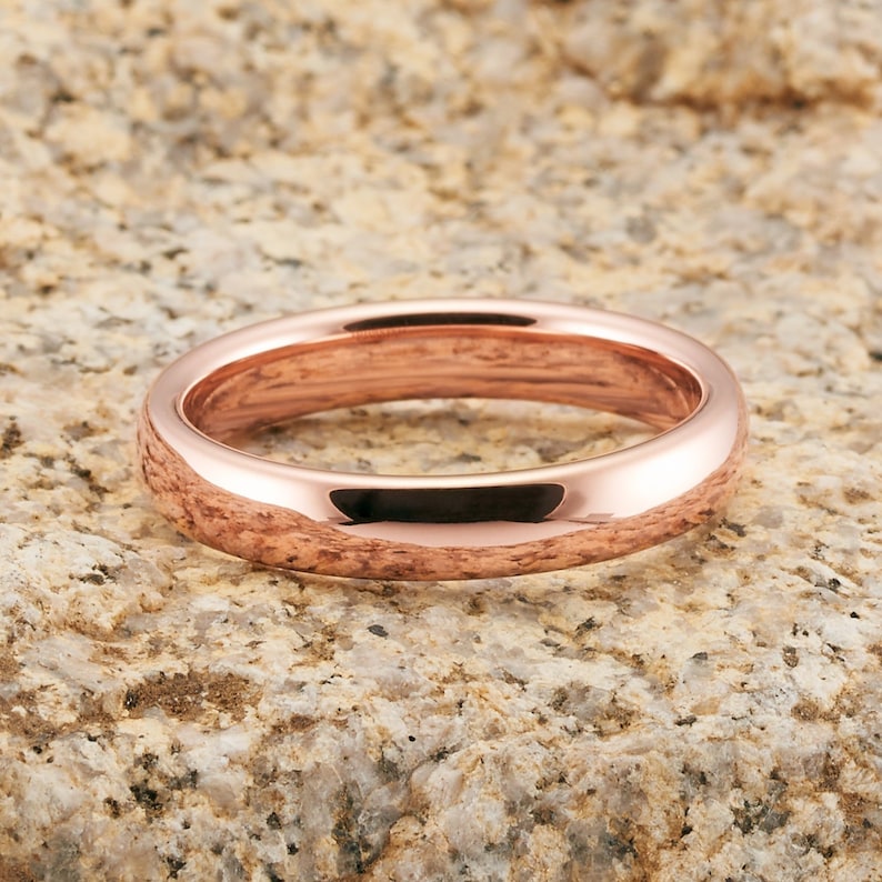 Rose Gold Tungsten Ring, 4mm Rose Gold Tungsten, 18k Rose Gold, Tungsten Carbide, Men & Women, Anniversary Ring, Engagement Ring, Dome Ring image 2