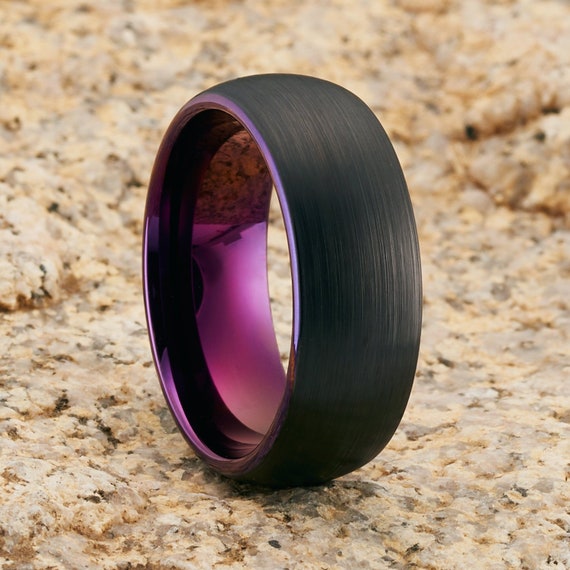 Black and purple tungsten ring outlet