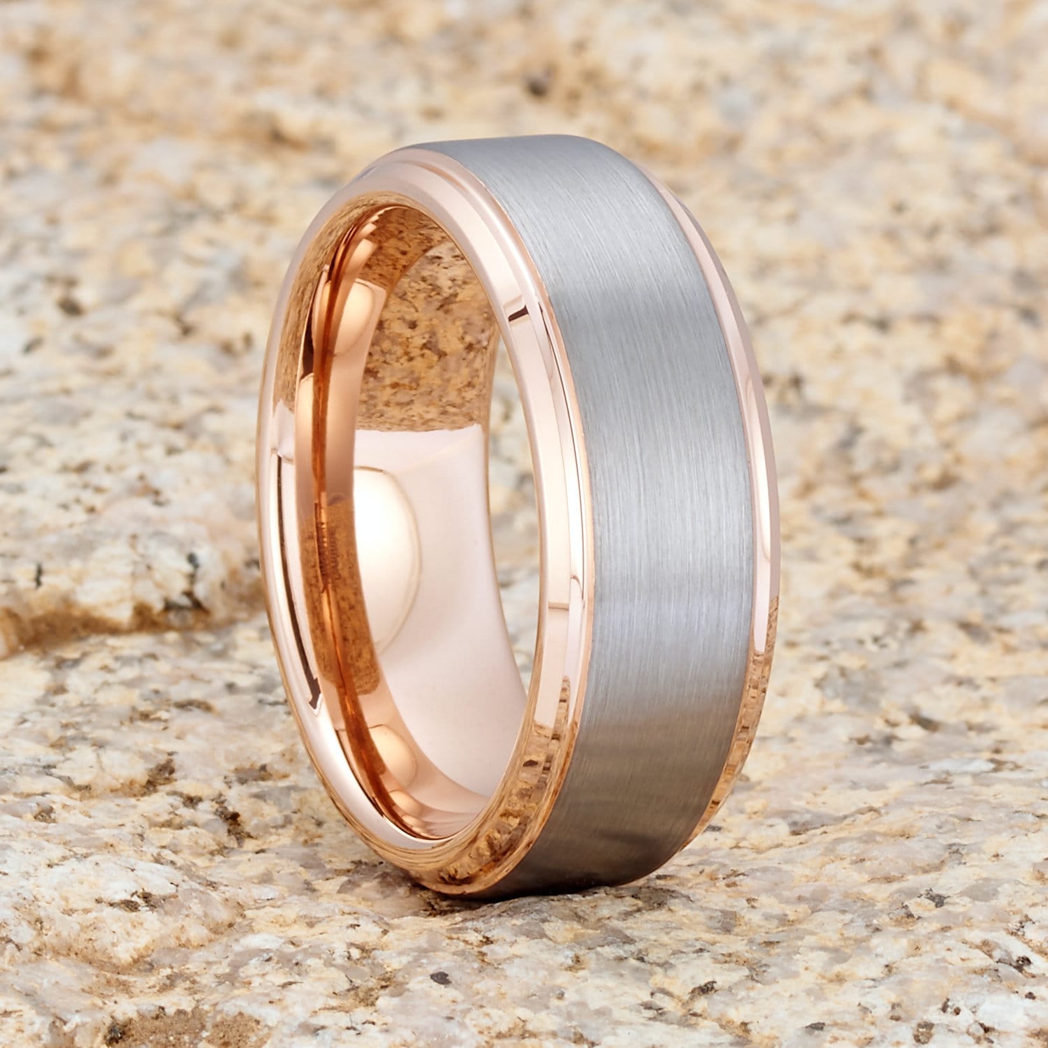 Tungsten Ring Rose Gold Engagement And Wedding Ring Set Rose Gold Tungsten Ring Set